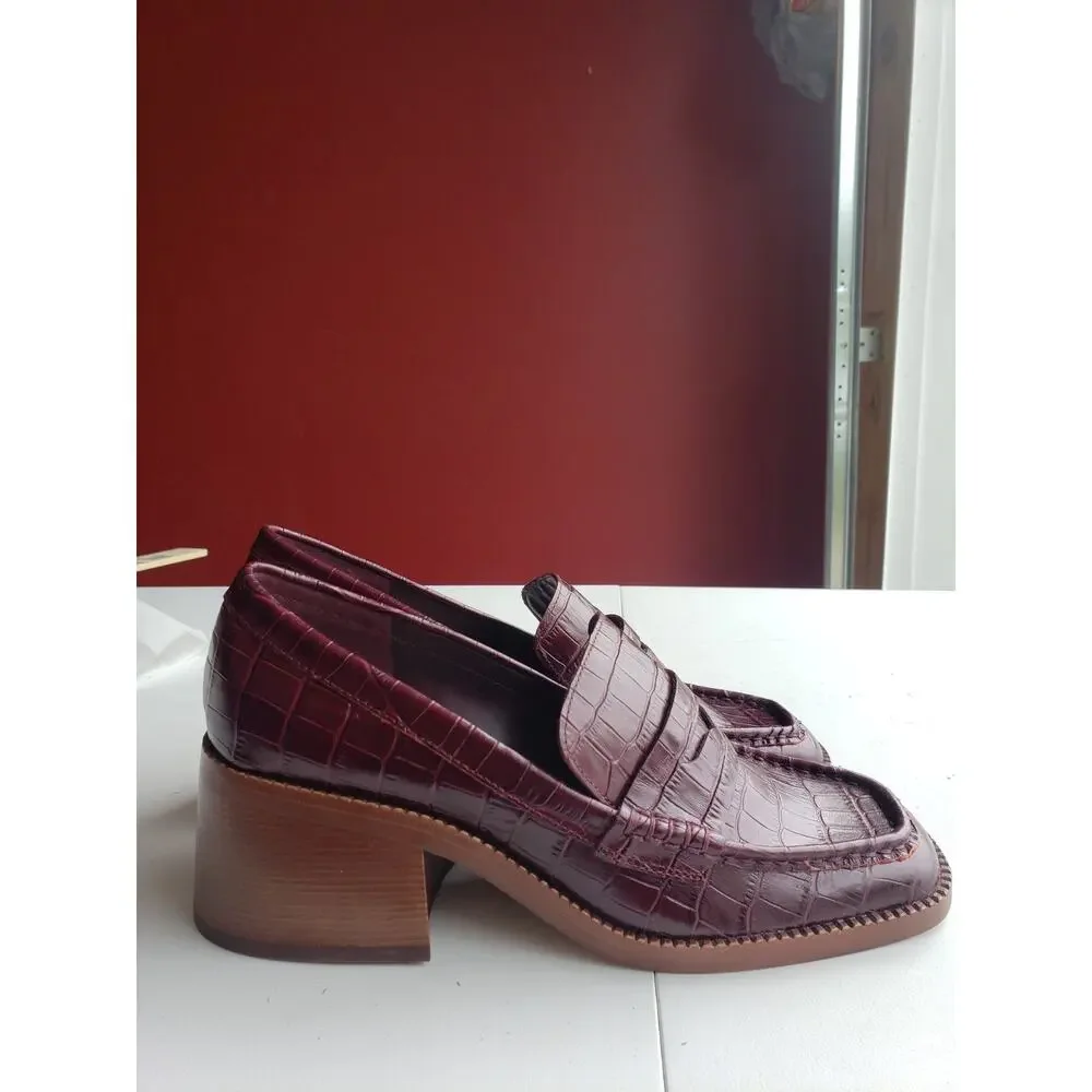 Dolce Vita Heels Shoes Size 8.5 Women Red Animal Print Block Ladies Slip On NWOB